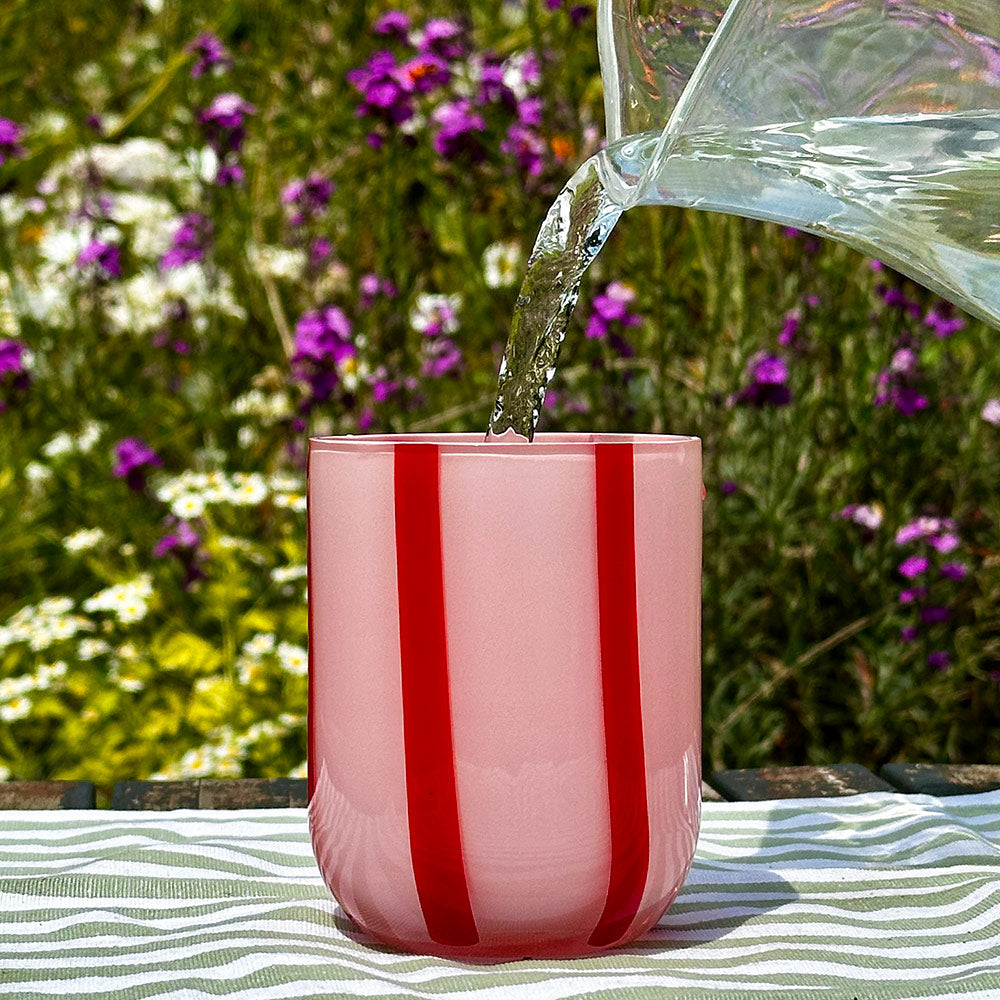 Stripe Glass Tumbler in Pink
