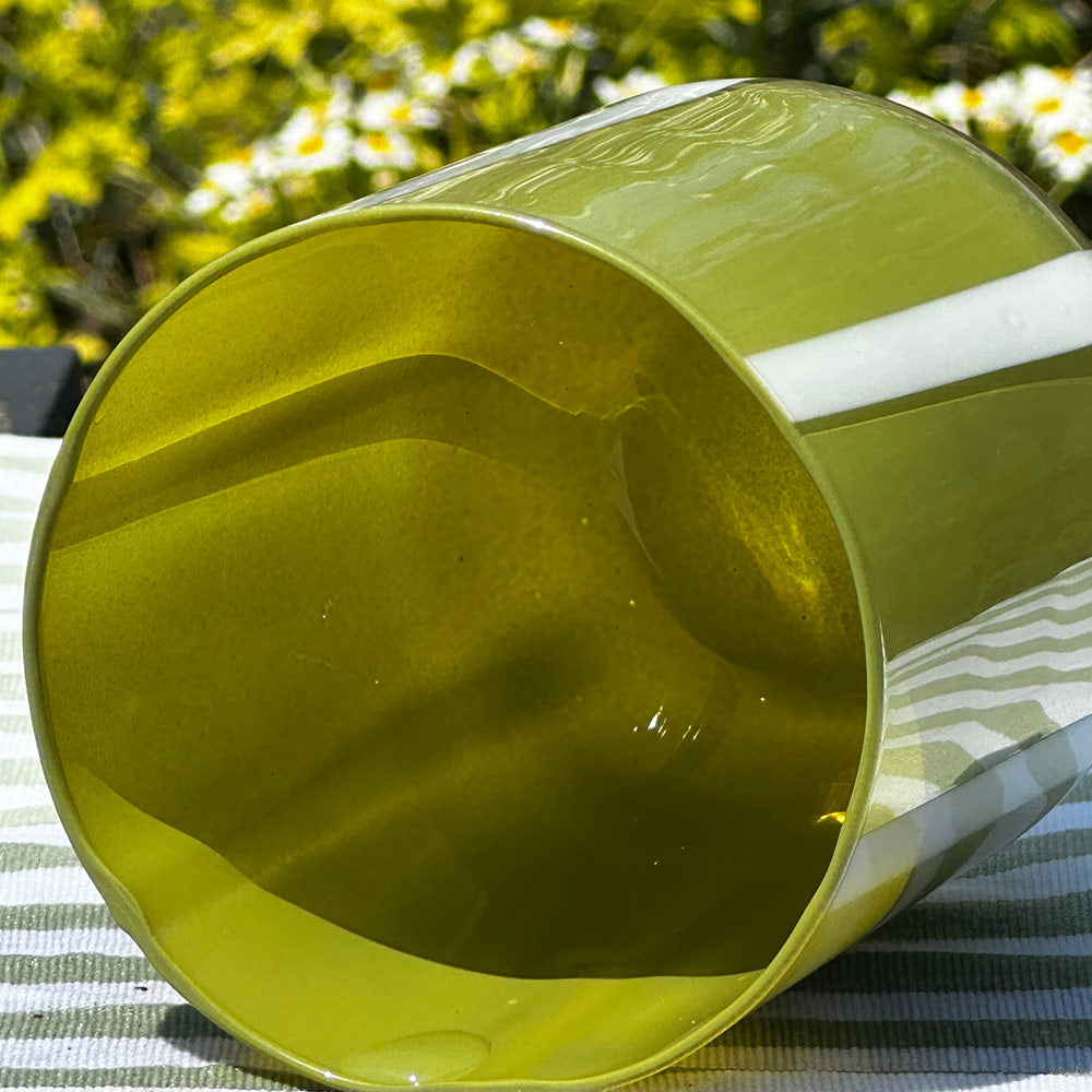 Stripe Glass Tumbler in Olive