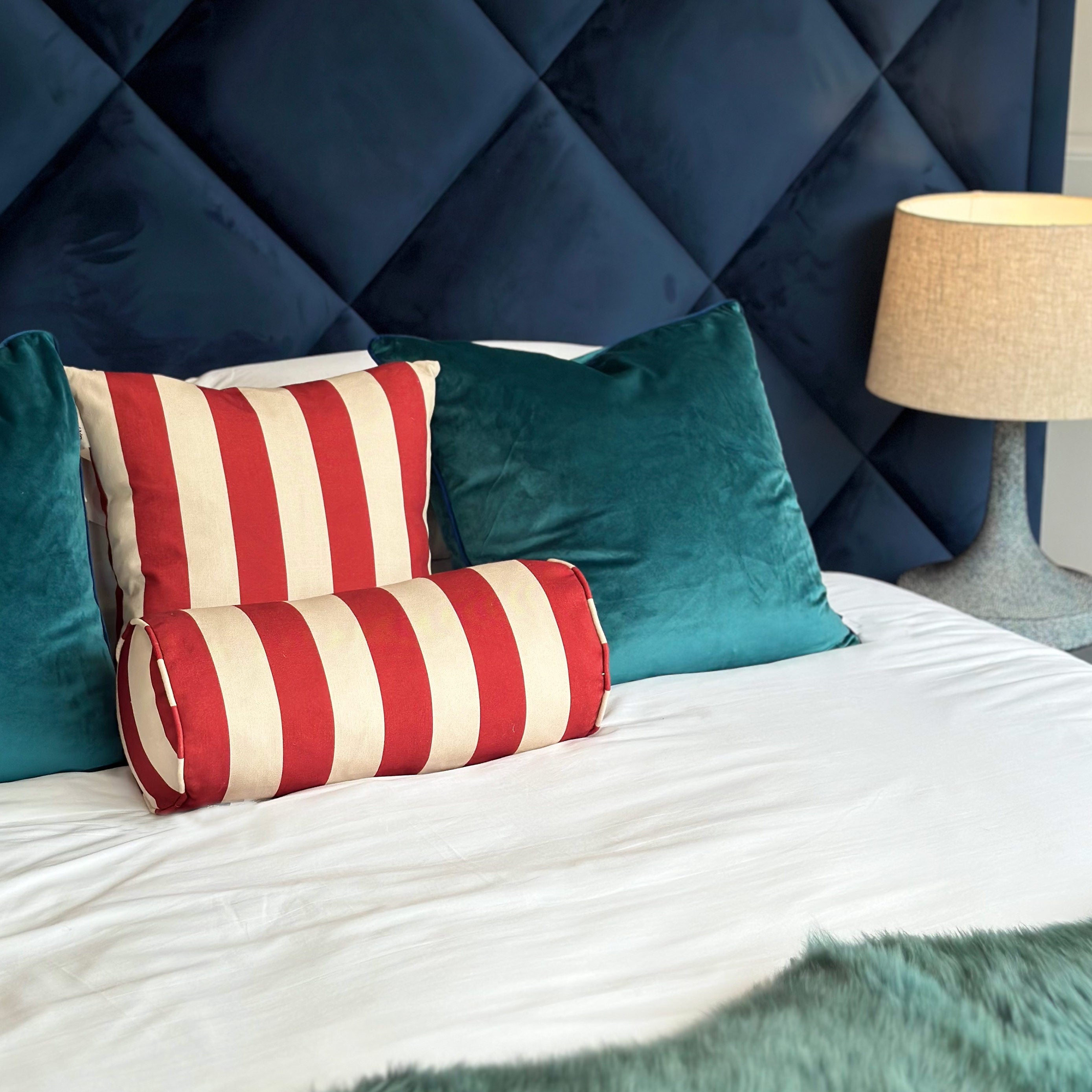 Red and white striped classic cushion