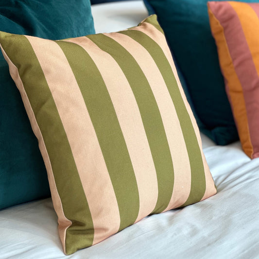 Light brown and pink striped classic cushion
