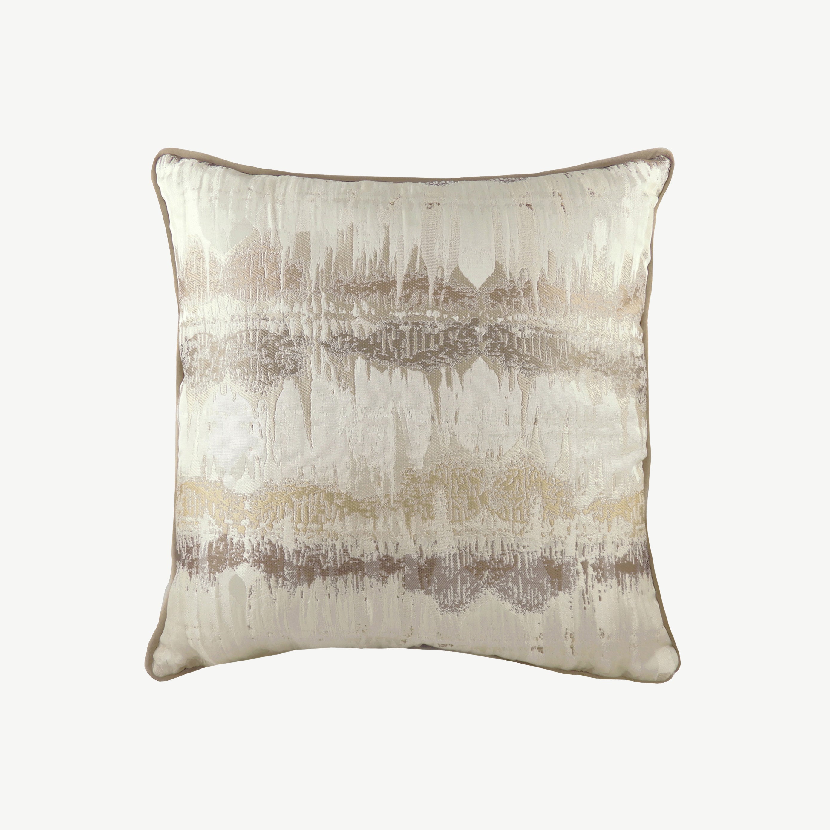 Plush fabric jacquard cushion in mocha 
