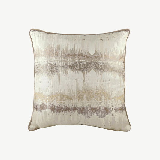 Plush fabric jacquard cushion in mocha 
