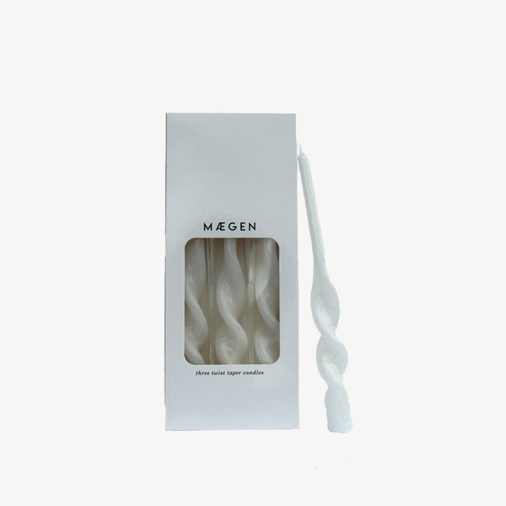 Twist Pillar Candles in White