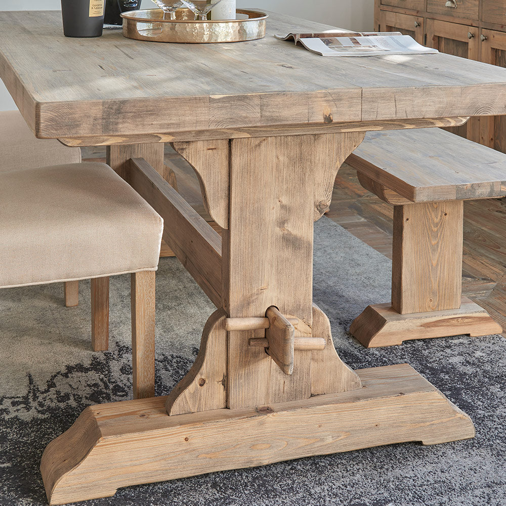 Reclaimed wood dining table in natural finish