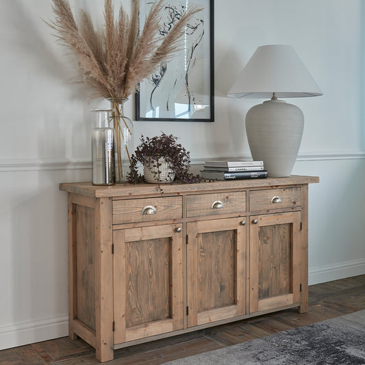 Rustic wood sideboard in natural finish

