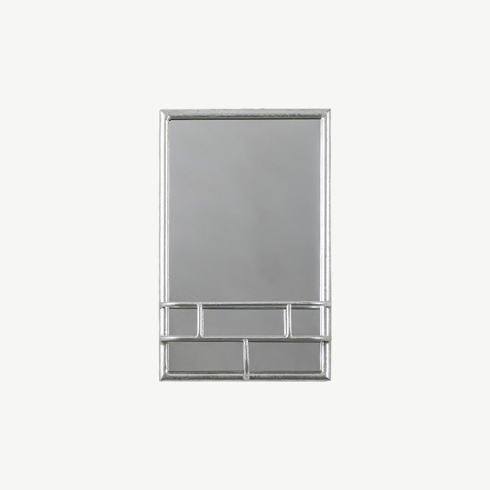 Industrial Style Mirror with Shelf in Silver
