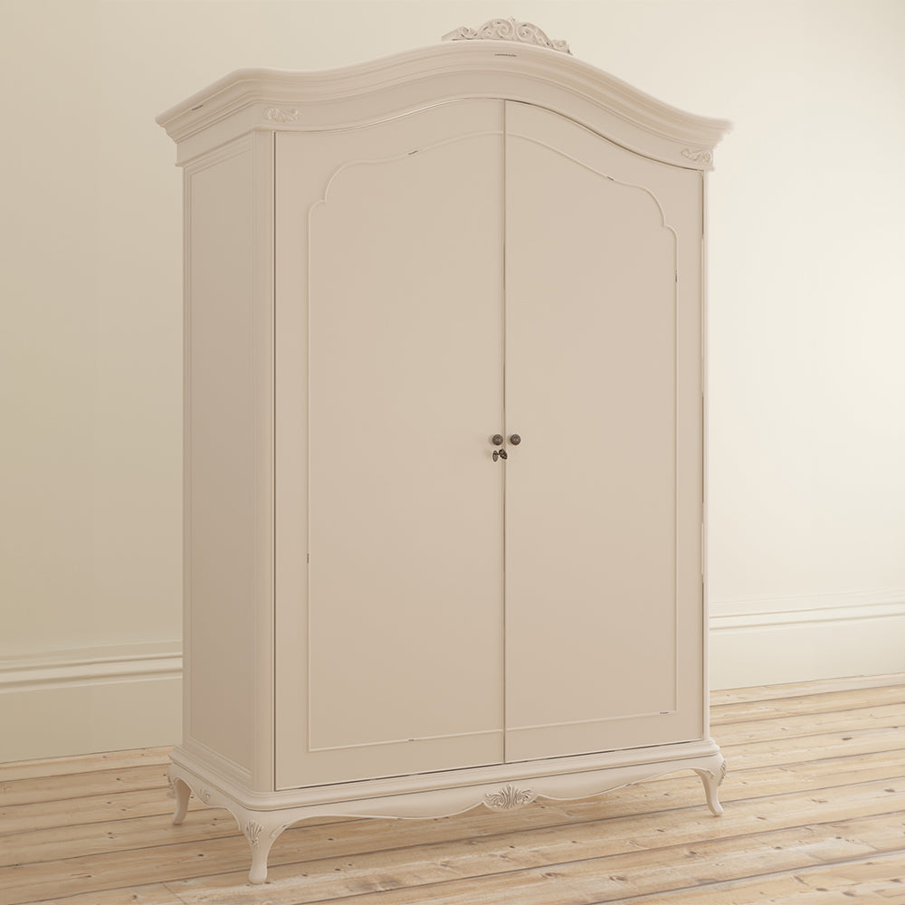 French inspired wooden fitted wardrobe in cream finish
