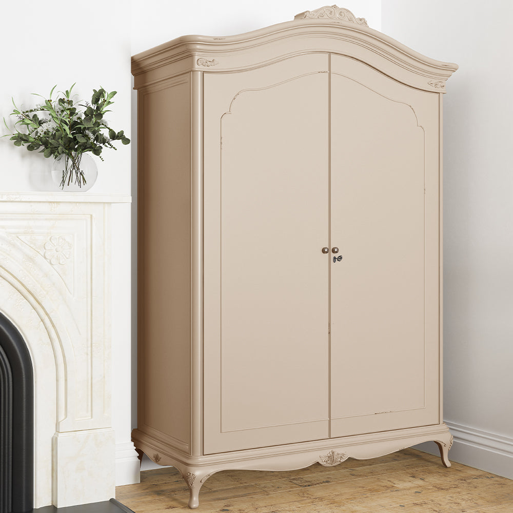 French inspired wooden fitted wardrobe in cream finish
