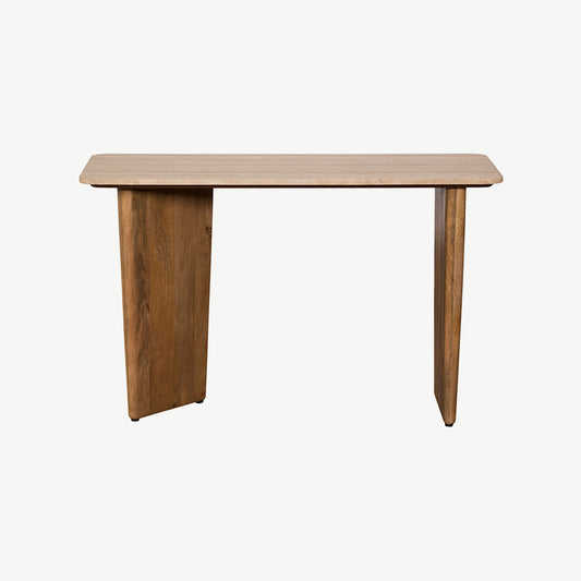 Mango wood console table with travertine stone top
