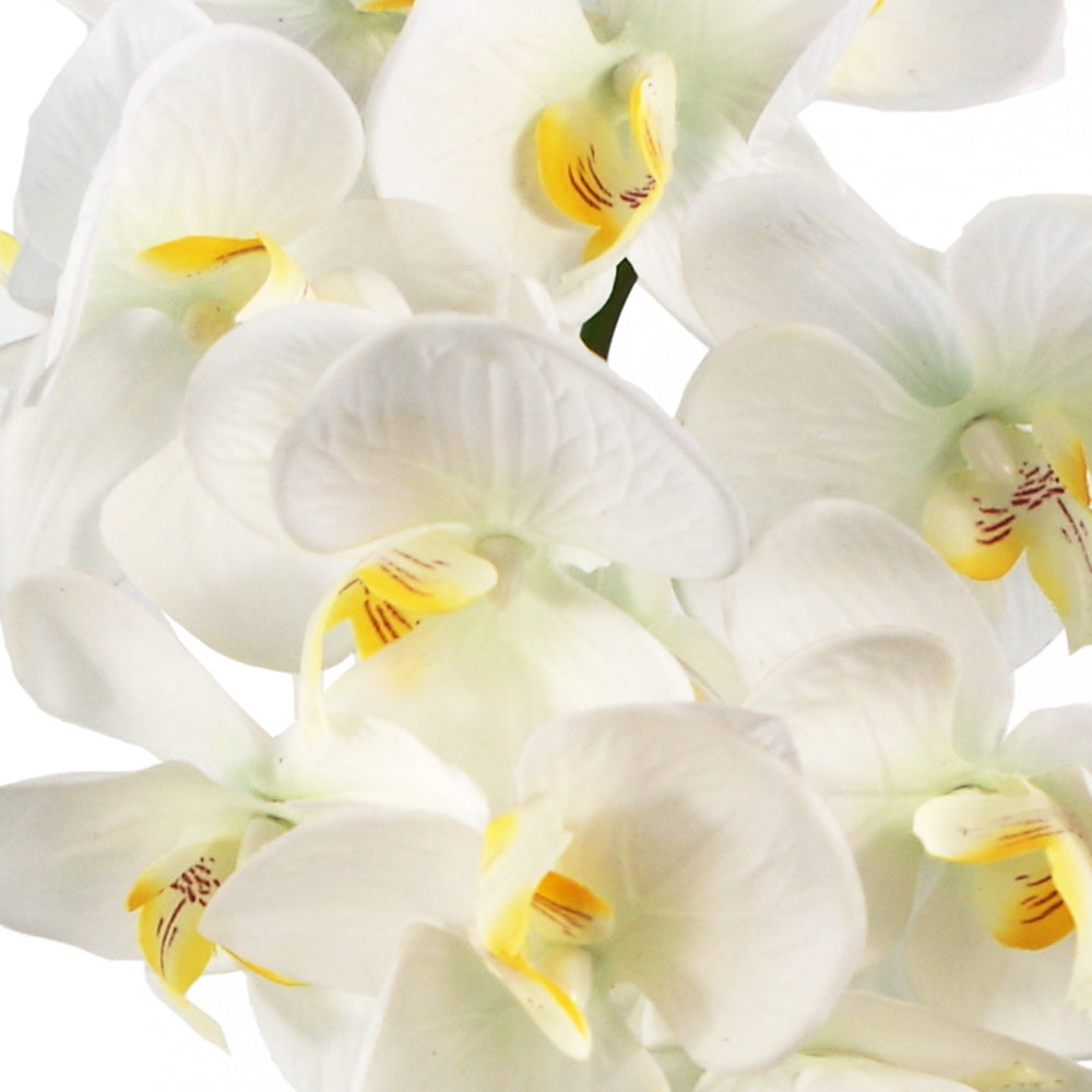 Artificial large white orchid in gold pot