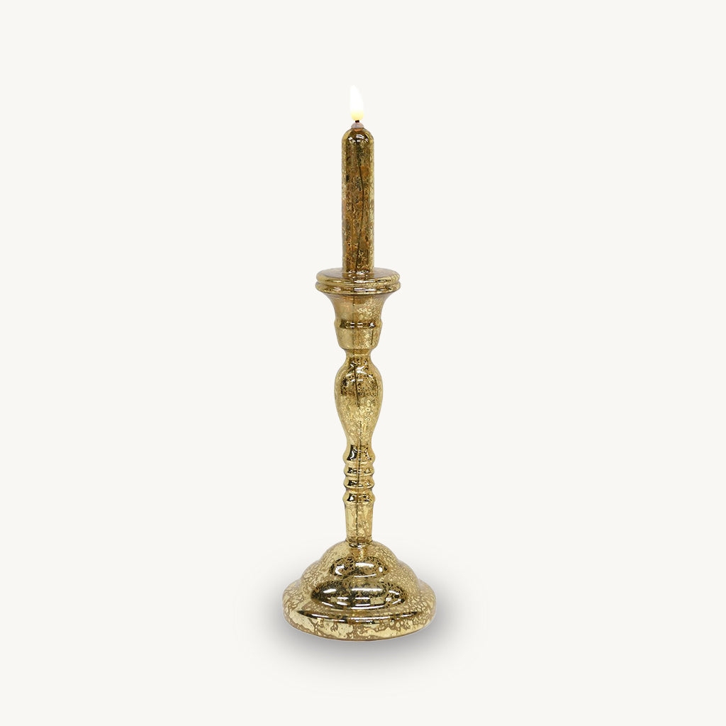 Gold LED Glass Candlestick