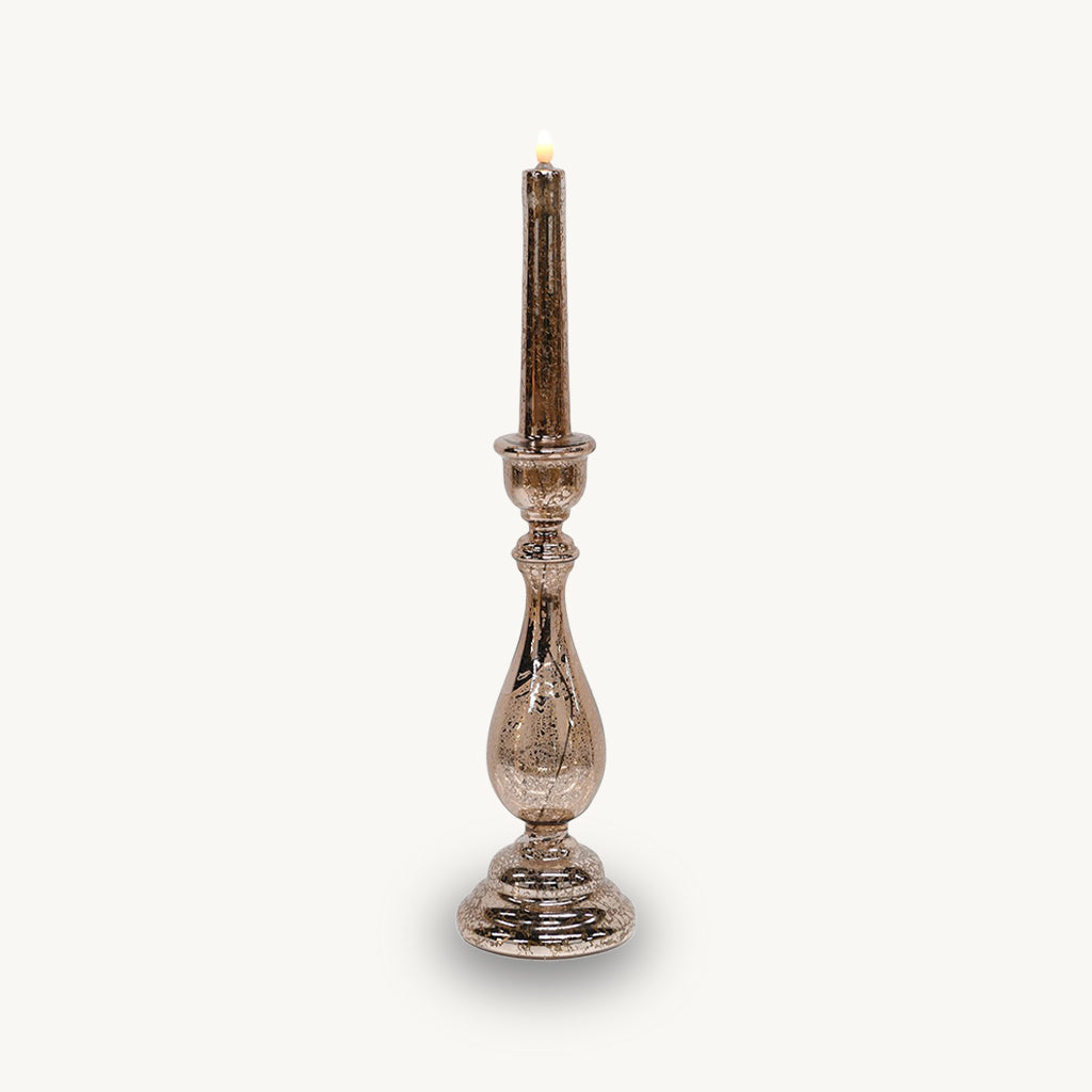 Gold LED Glass Candlestick