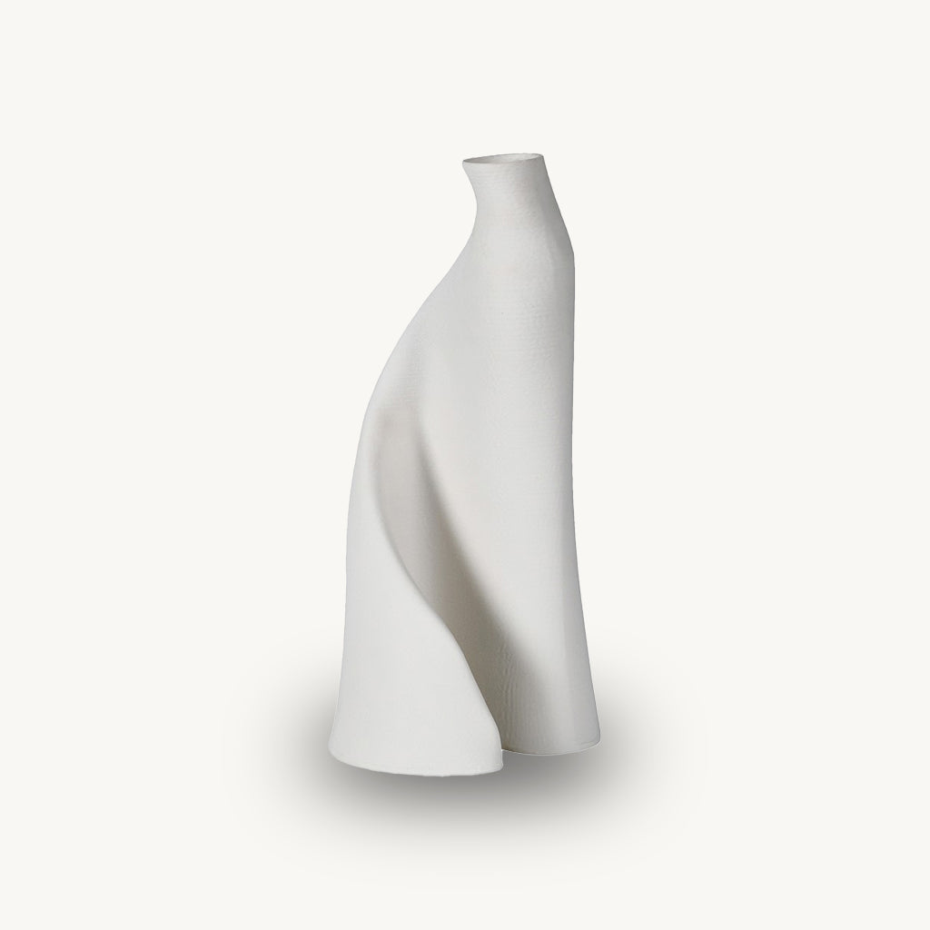 Large White 3D Effect Printed Vase