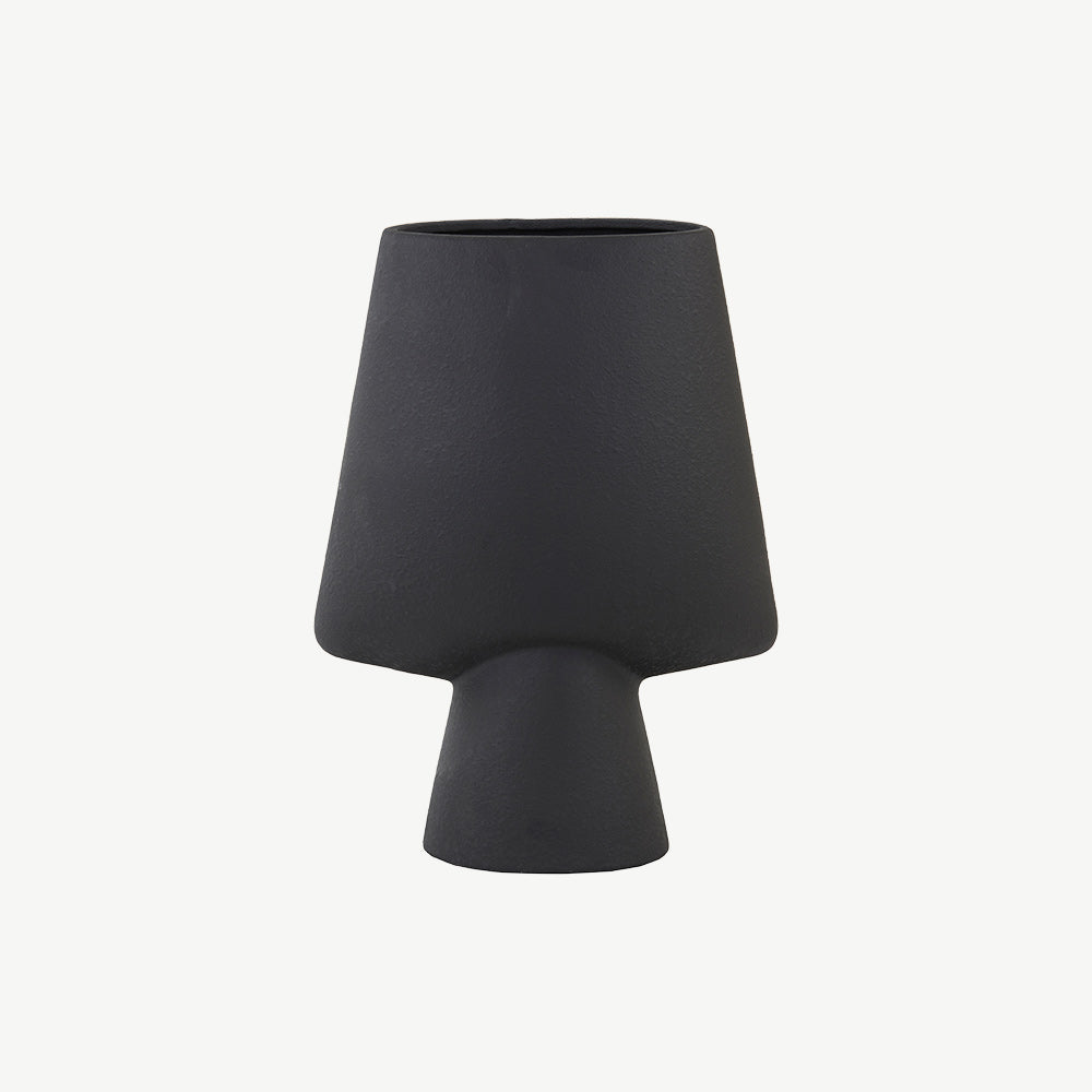 Large Ceramic Deco Footed Vase in Black