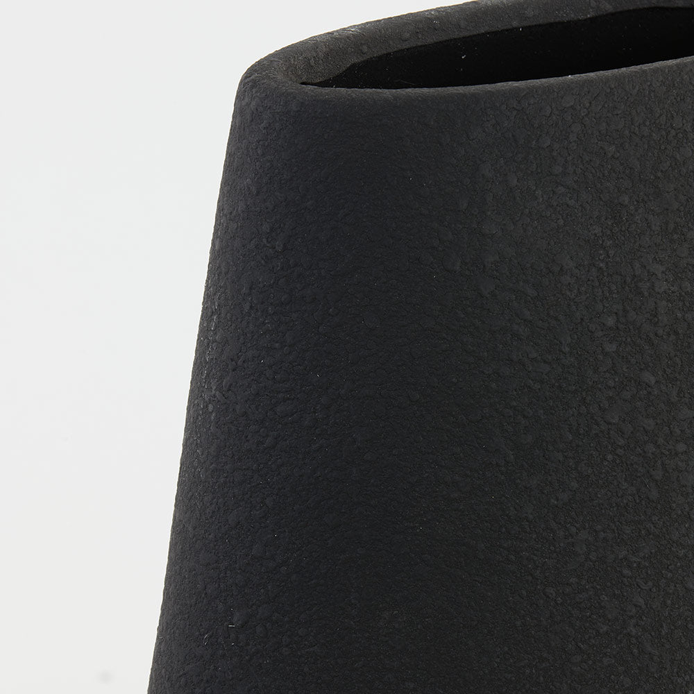 Large Ceramic Deco Footed Vase in Black