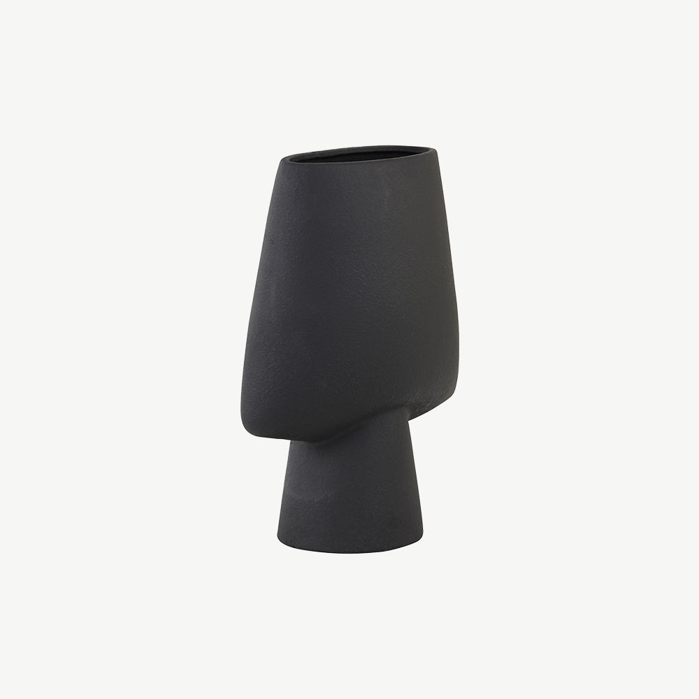 Large Ceramic Deco Footed Vase in Black