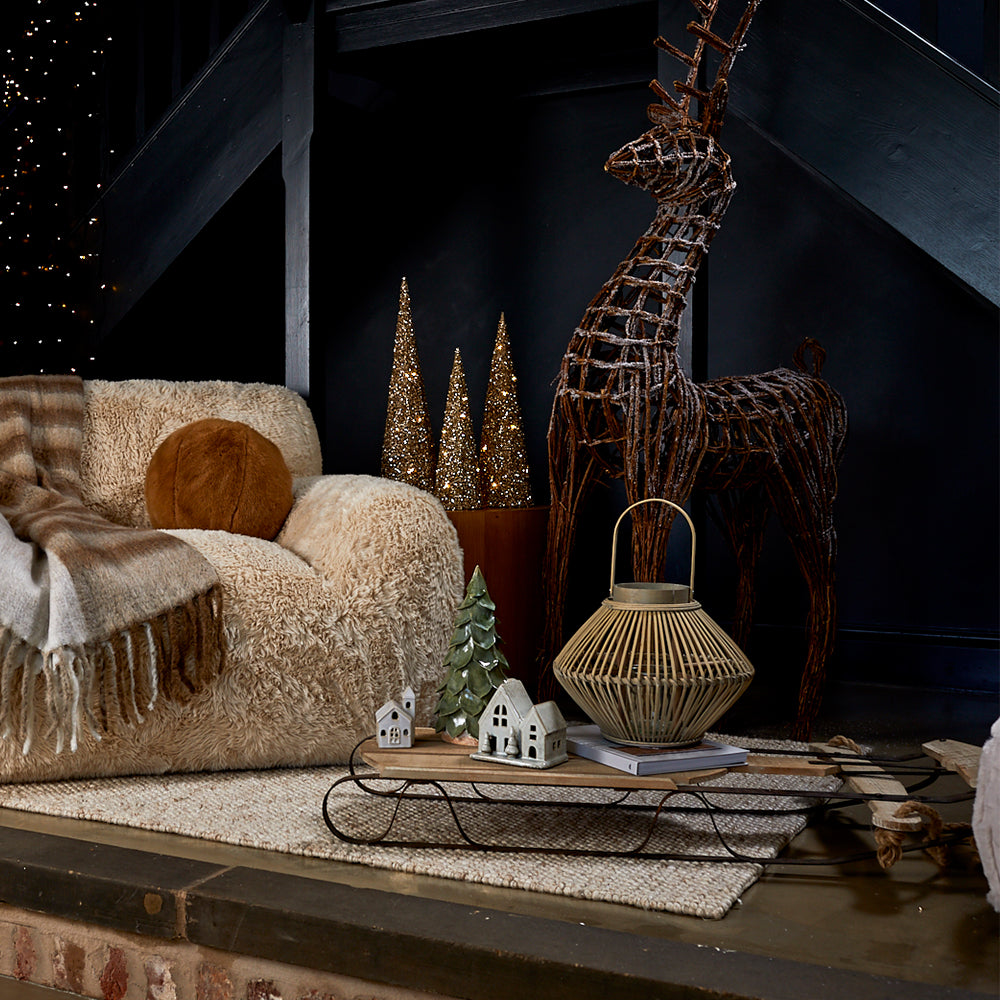 Large Grey Bamboo Lantern