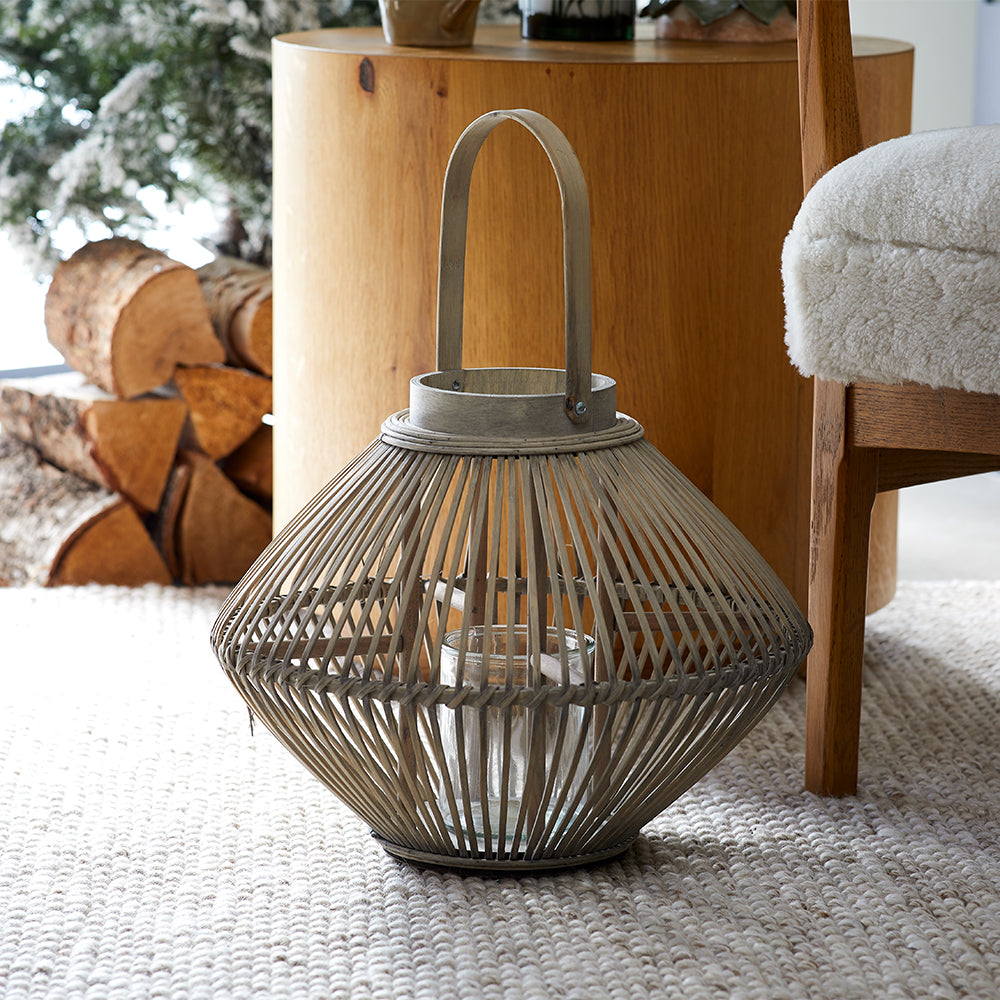 Large Grey Bamboo Lantern