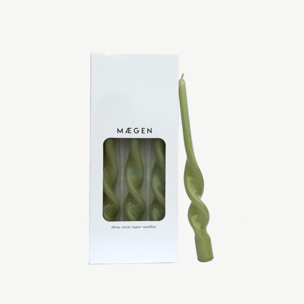 Twist Pillar Candles in Green