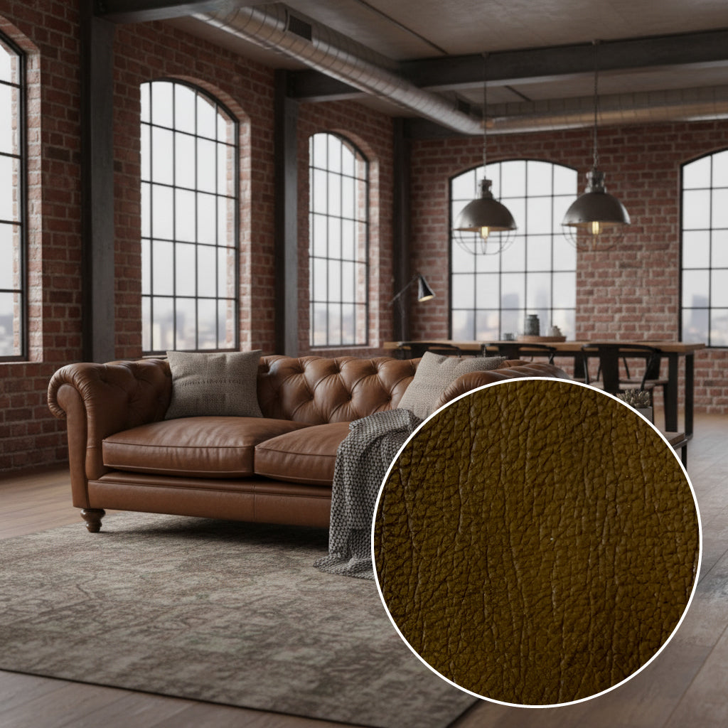 Britannia Leather Sofa in Gold