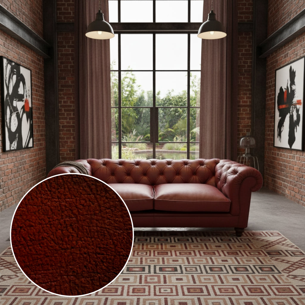 Britannia Leather Sofa in Red