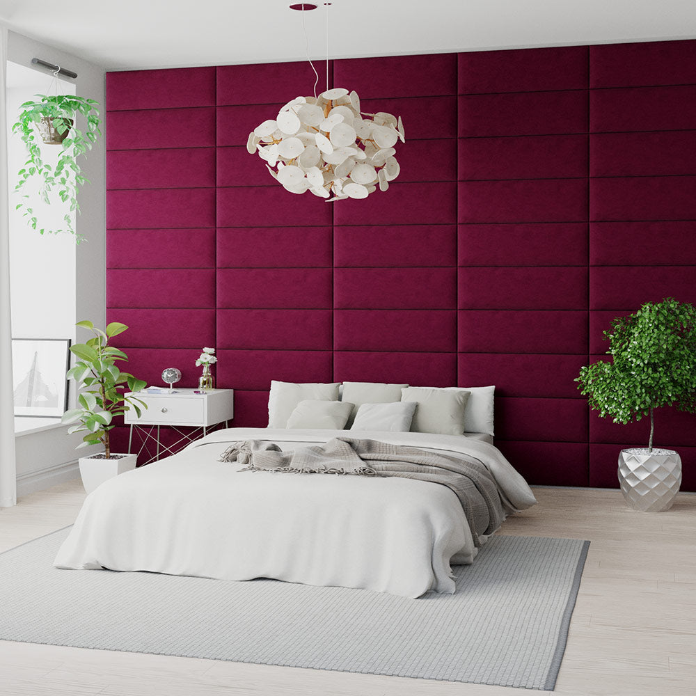 EasyMount Upholstered Wall Panels Pack of 4 in Berry