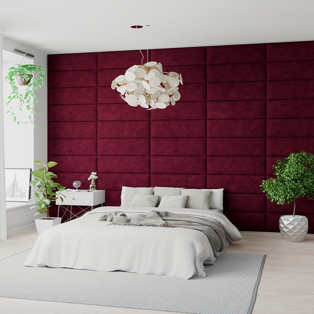 EasyMount Upholstered Wall Panels Pack of 4 in Bordeaux