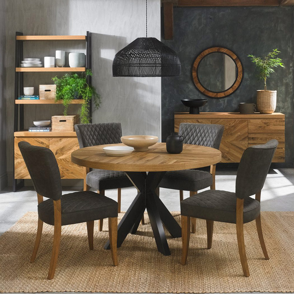 Glendale Rustic Oak Logan Chair In Dark Grey