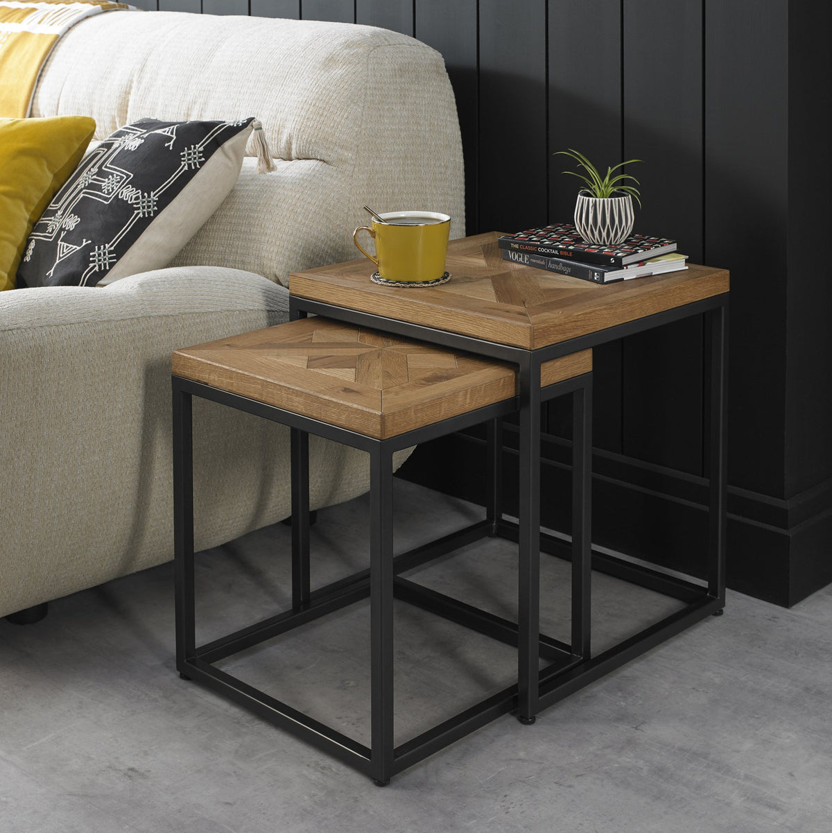 Hindon Rustic Oak Nest Tables