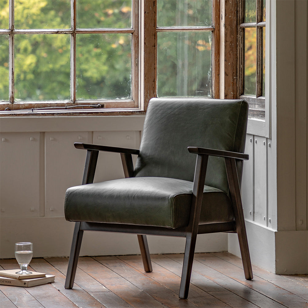 Emberton Armchair in Heritage Green Leather