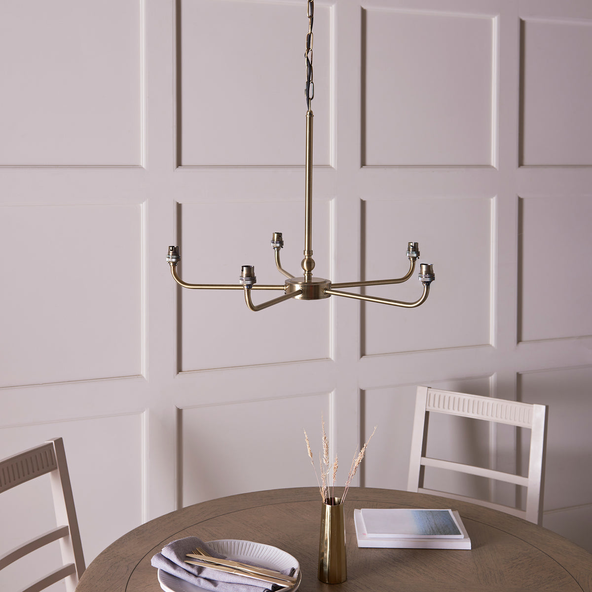 Lille 5-Light Pendant Light Brass & Linen