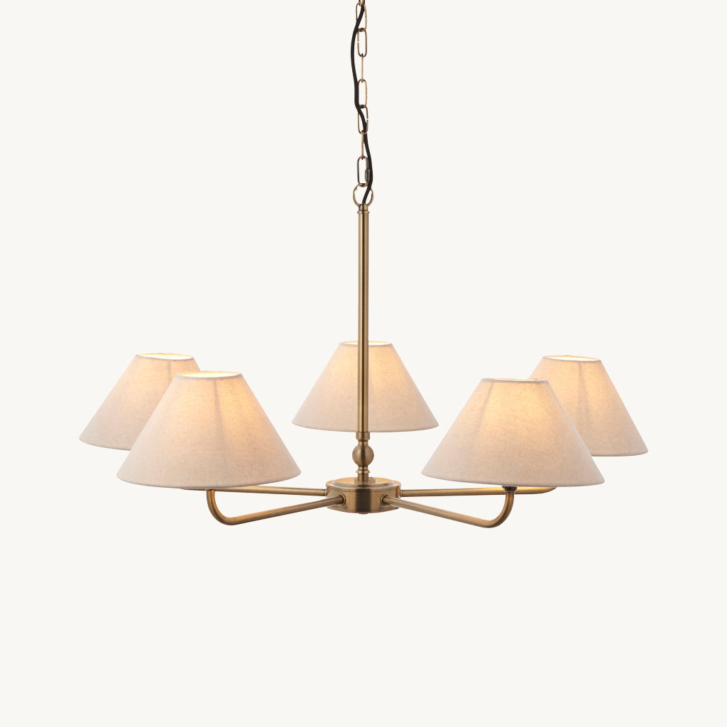 Lille 5-Light Pendant Light Brass & Linen