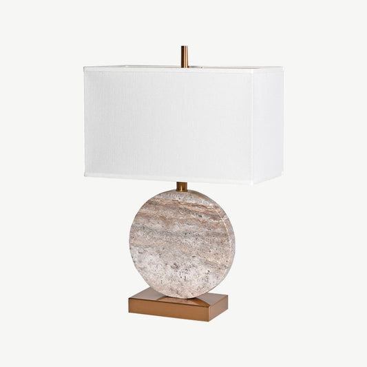 Taupe Marble Table Lamp with Linen Shade