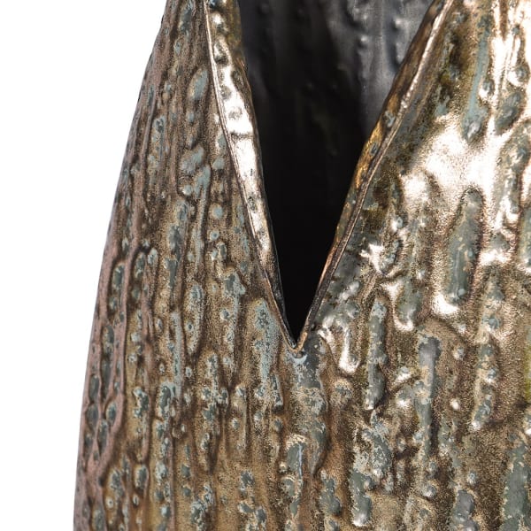 Tall Gold Effect Textured Vase