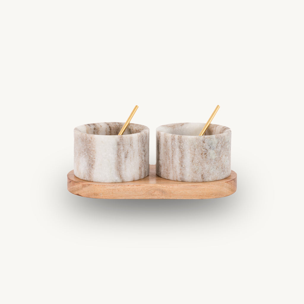 Marble Spoon and Pinch Pot Set