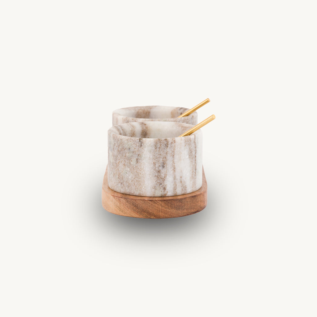 Marble Spoon and Pinch Pot Set