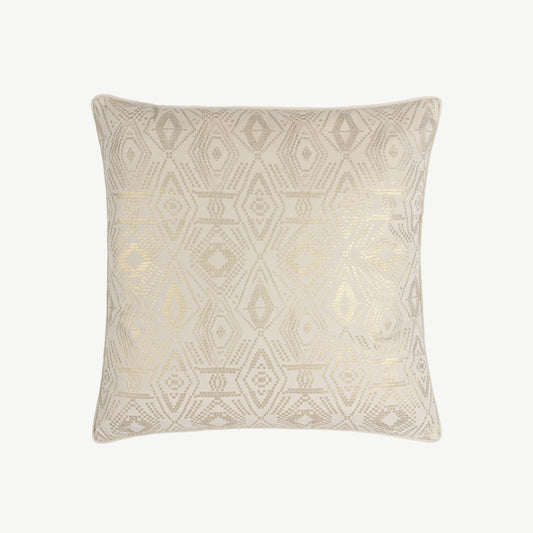 Ivory scatter cushion in metallic pattern fabric
