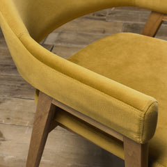 Highgate Rustic Oak Armchair in Mustard-Velvet