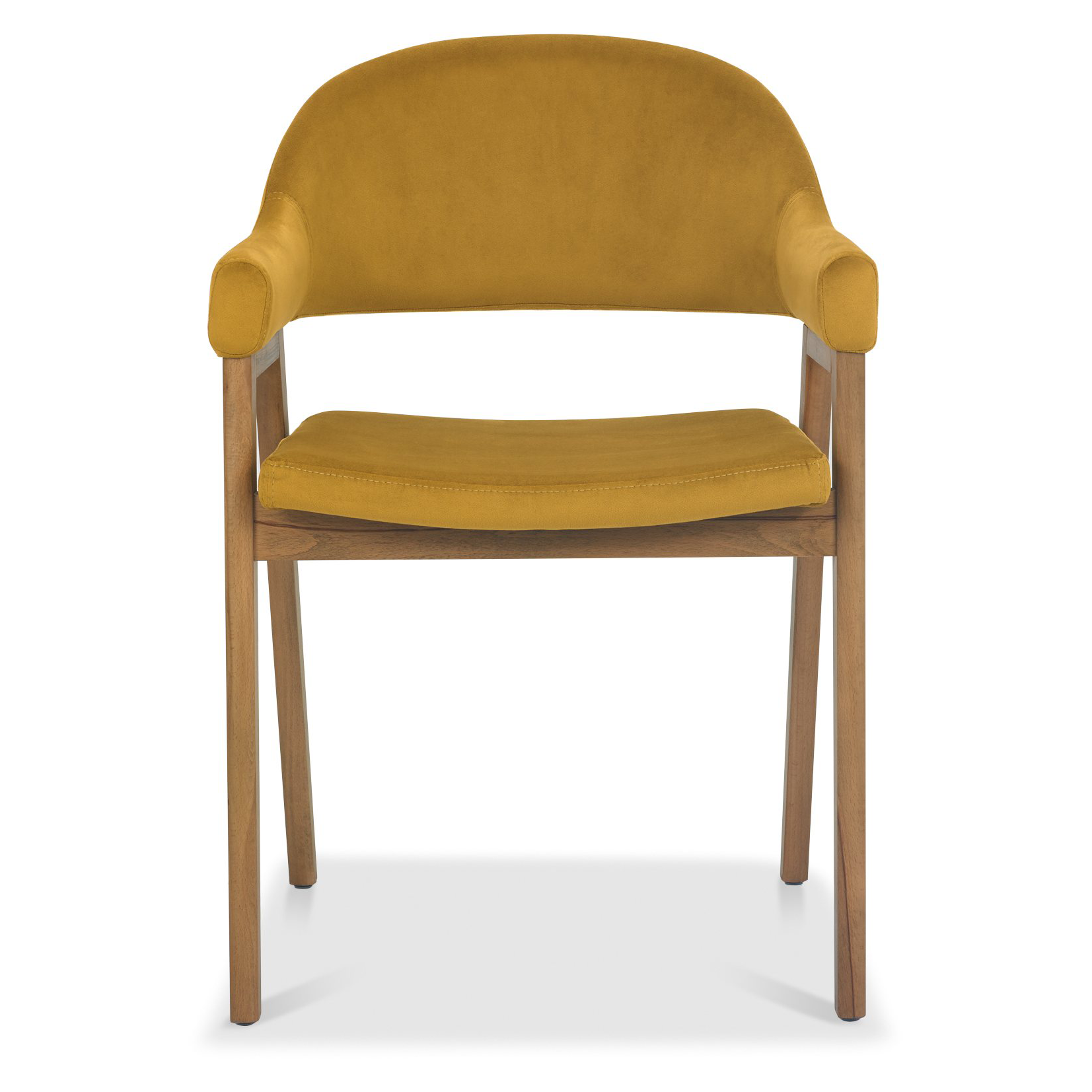 Highgate Rustic Oak Armchair in Mustard Velvet