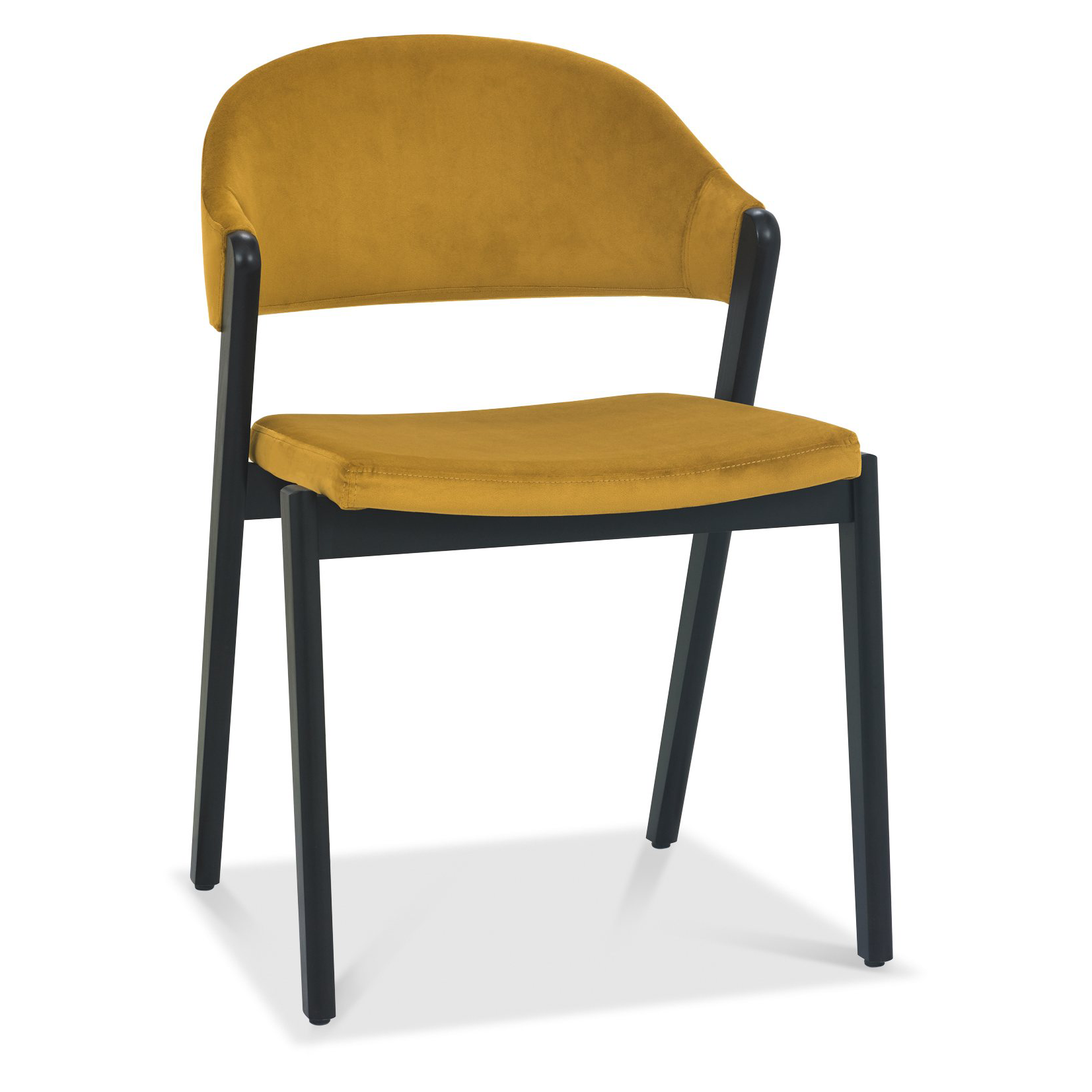 Highgate Peppercorn Dining Chair in Mustard Velvet