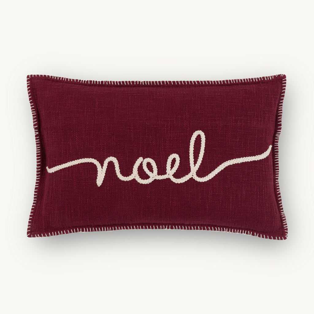 Embroidered Red 'Noel' Cushion