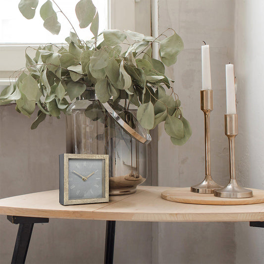 Nordic mantel clock in cement grey