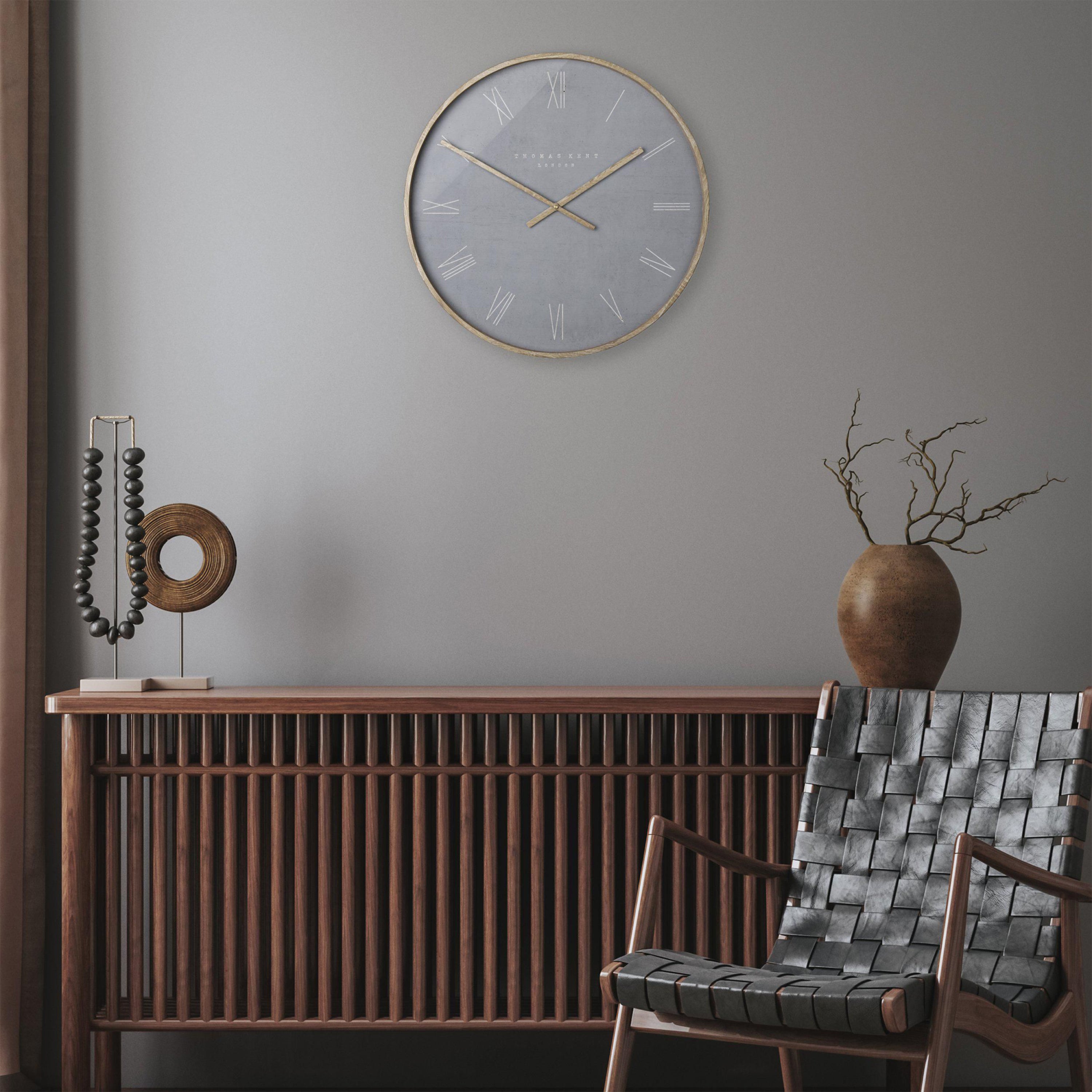 Nordic wall clock in cement grey