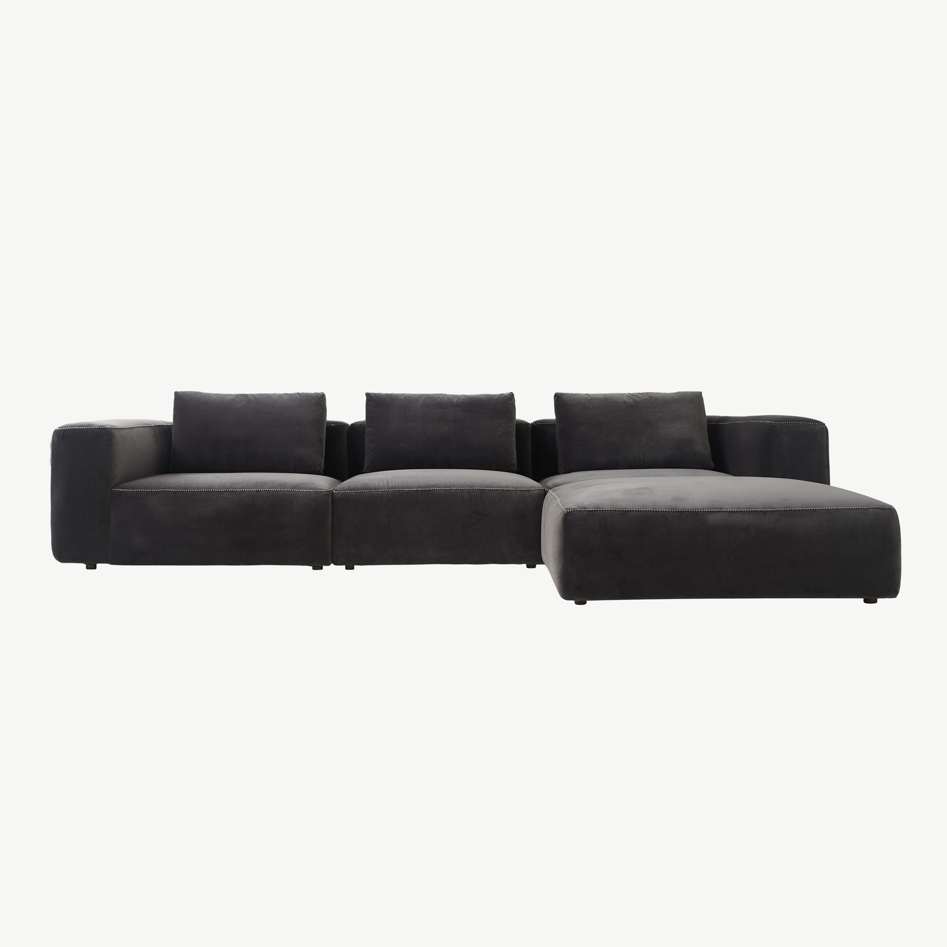 Cobra Corner Group Sofa in Cotton-Velvet-Ash