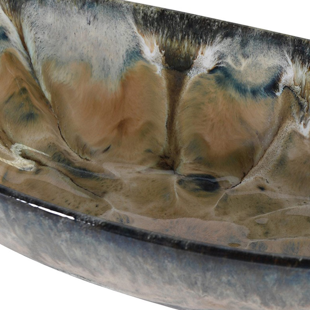 Ocean Glazed Oval Bowl