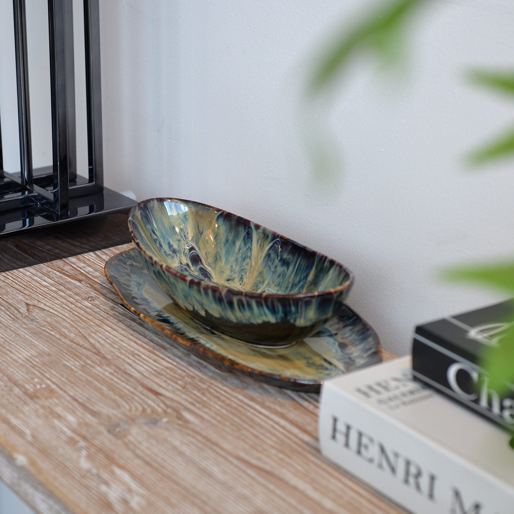 Ocean Glazed Oval Bowl