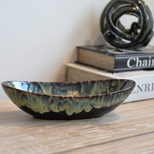 Ocean Glazed Oval Bowl