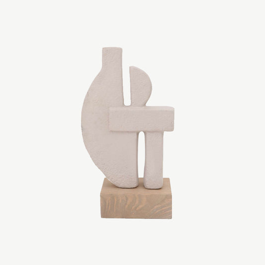 Oceania White Ecomix Sculpture on Wooden Base