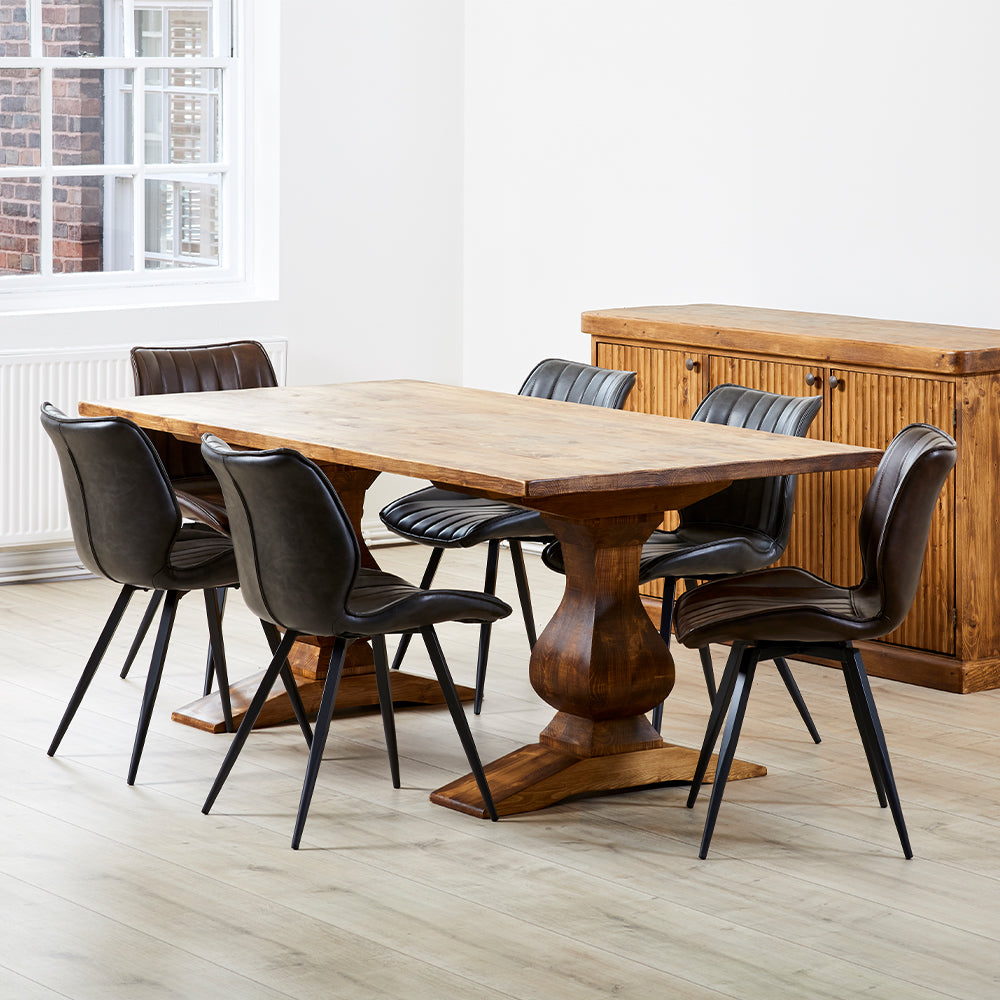 Ogre Dining Table with 6 Hudson Dining Chairs