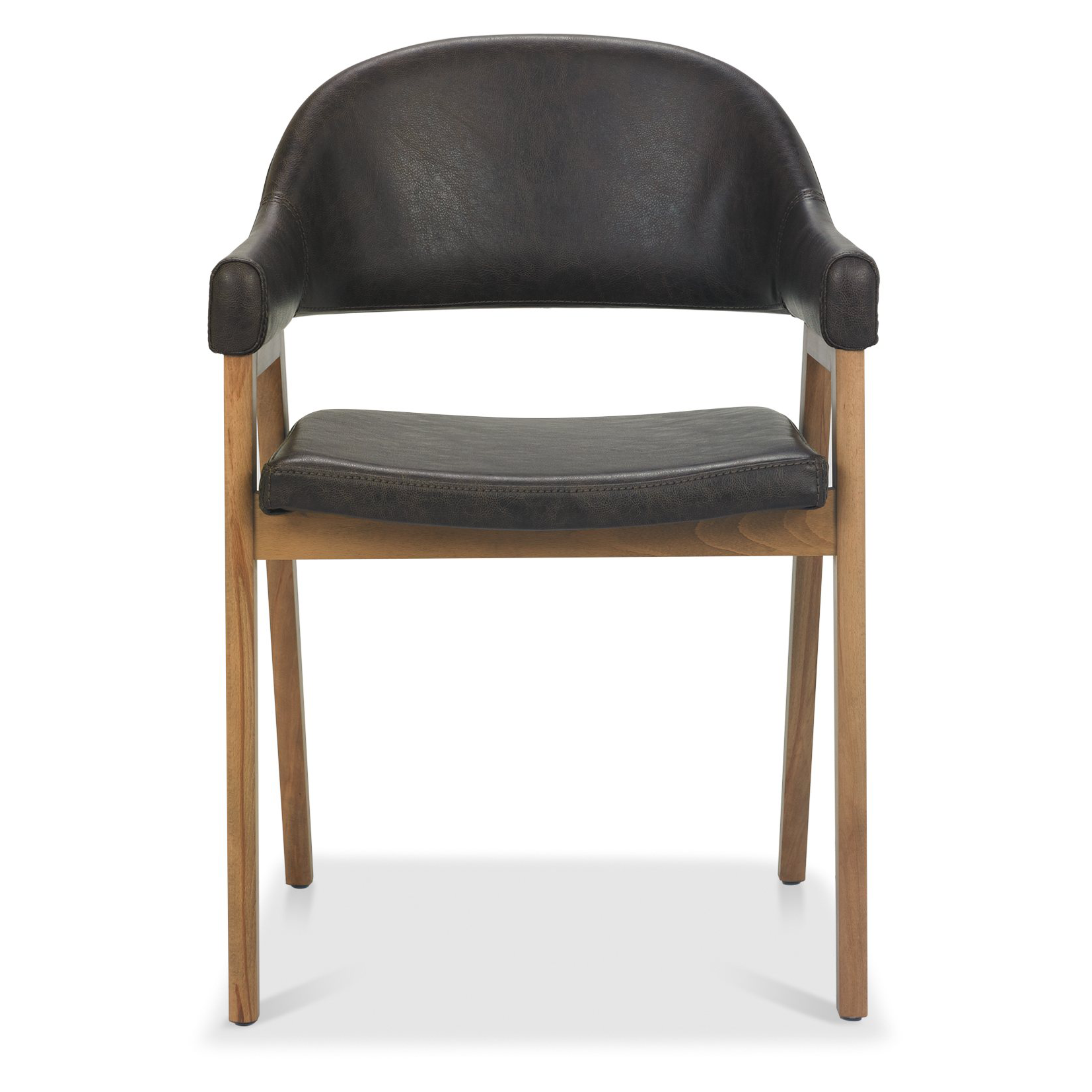 Highgate Rustic Oak Dining Chair in Old West Vintage Leather